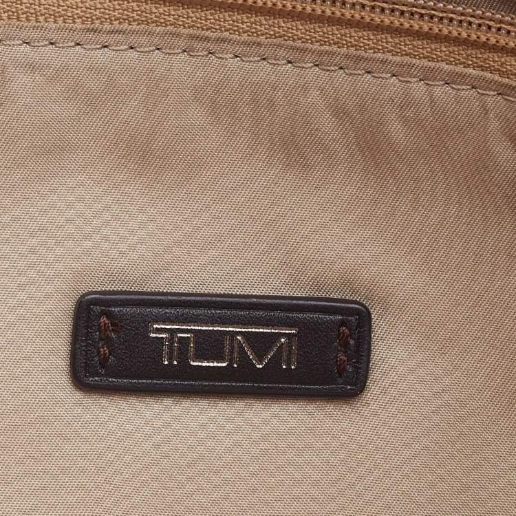 Pre Owned TUMI Grey/Brown Coated Canvas and Leather Document and Laptop Bag