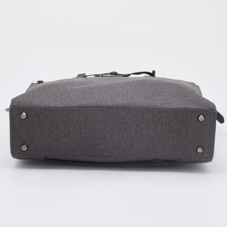 Pre Owned TUMI Grey/Brown Coated Canvas and Leather Document and Laptop Bag