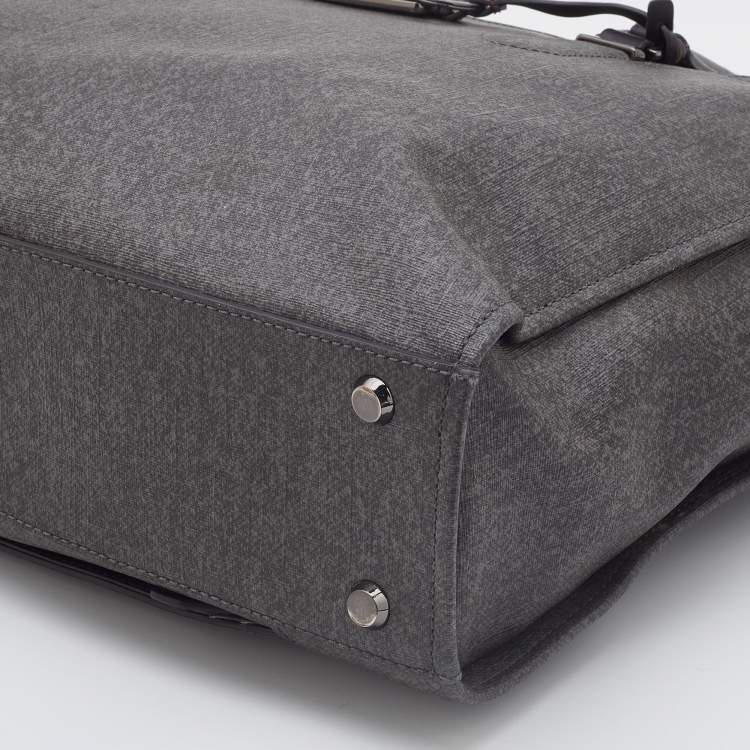 Pre Owned TUMI Grey/Brown Coated Canvas and Leather Document and Laptop Bag