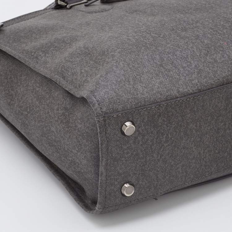 Pre Owned TUMI Grey/Brown Coated Canvas and Leather Document and Laptop Bag