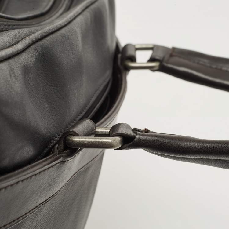 Pre Owned TUMI Black/Dark Brown Leather Berwick Double Zip Briefcase