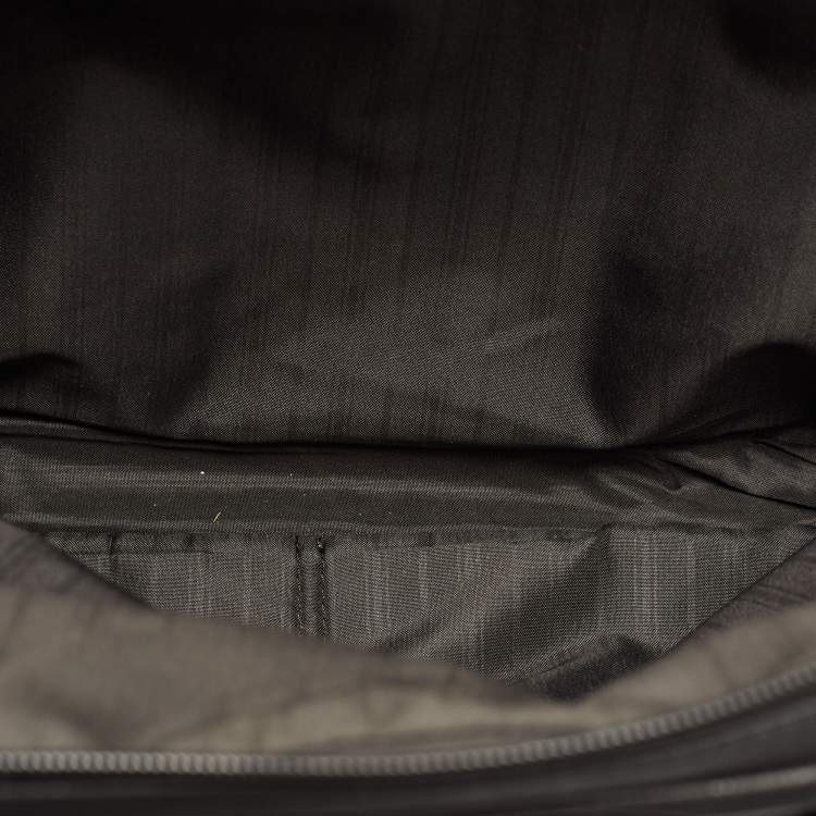 Pre Owned TUMI Black/Dark Brown Leather Berwick Double Zip Briefcase