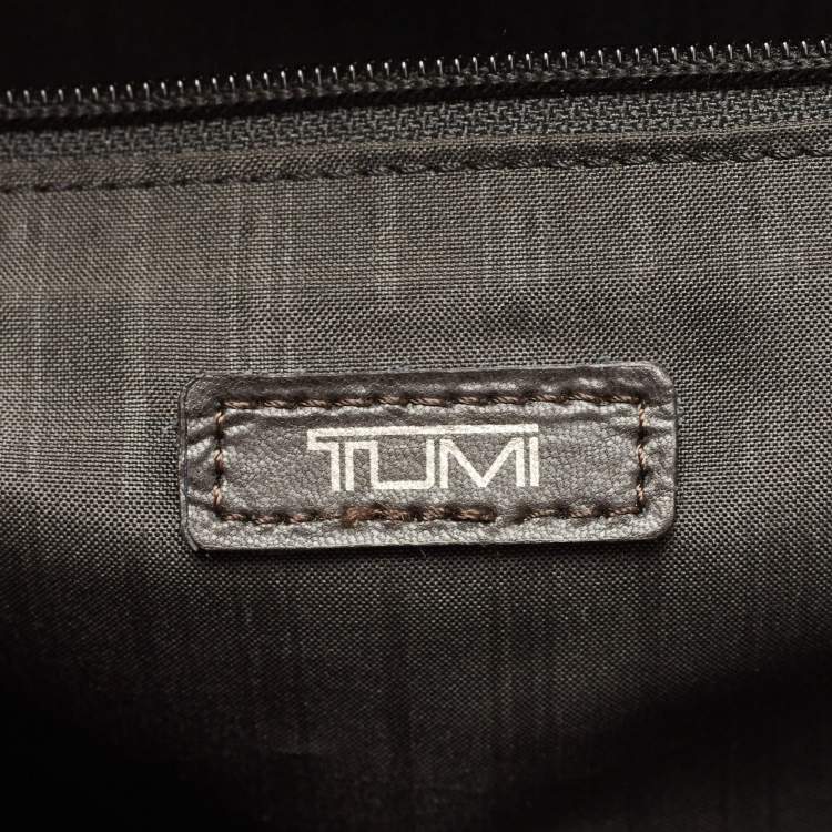 Pre Owned TUMI Black/Dark Brown Leather Berwick Double Zip Briefcase