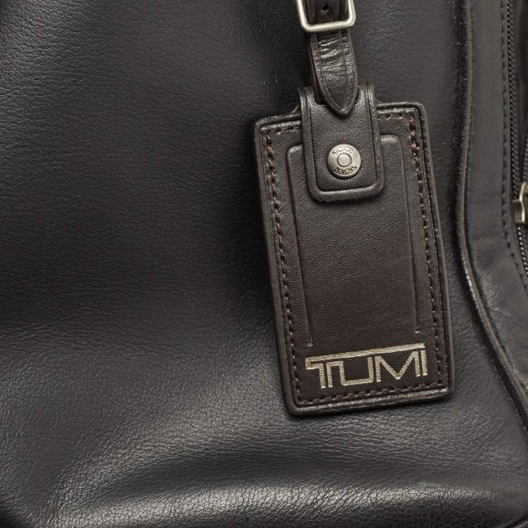 Pre Owned TUMI Black/Dark Brown Leather Berwick Double Zip Briefcase