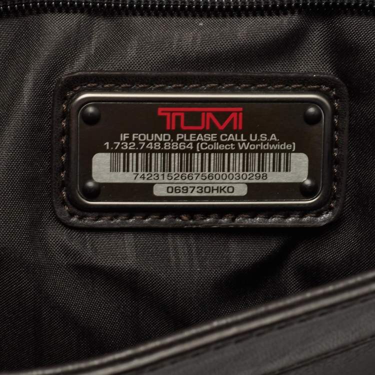 Pre Owned TUMI Black/Dark Brown Leather Berwick Double Zip Briefcase