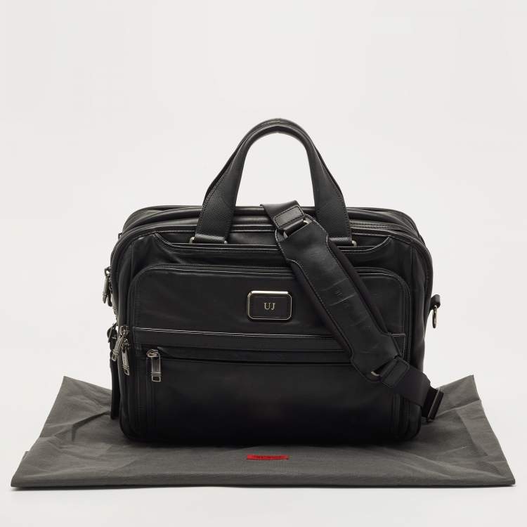 Pre Owned Tumi Black Leather Alpha 3 Laptop Briefcase