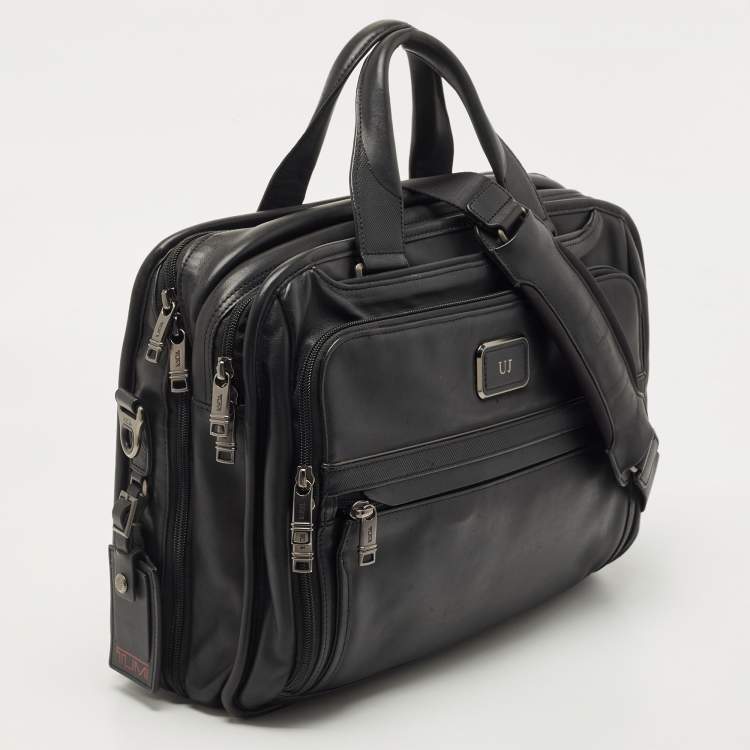 Pre Owned Tumi Black Leather Alpha 3 Laptop Briefcase