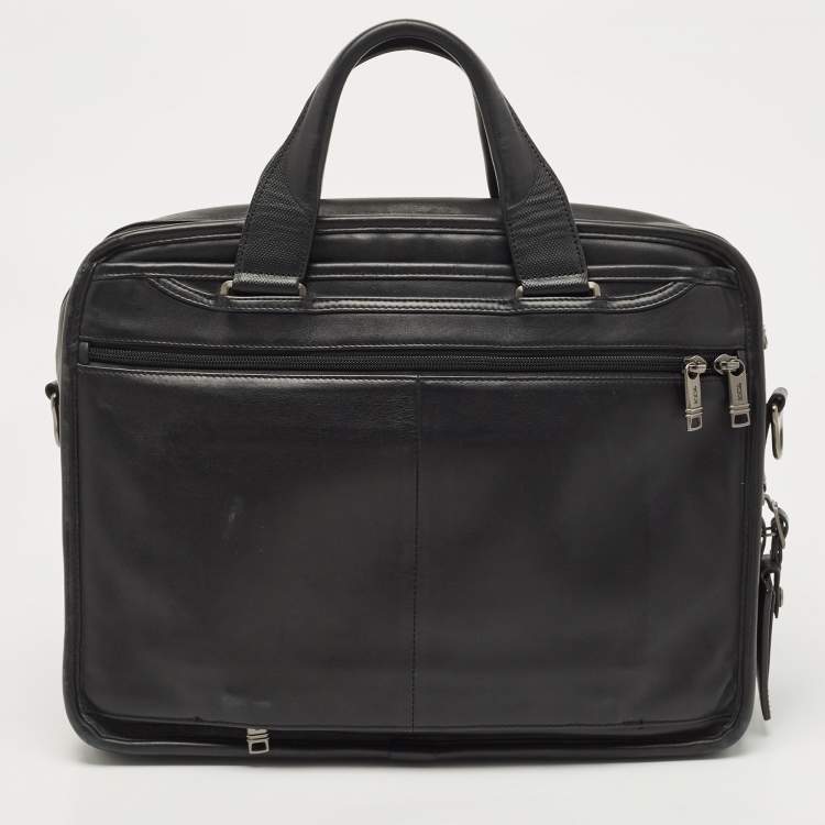 Pre Owned Tumi Black Leather Alpha 3 Laptop Briefcase