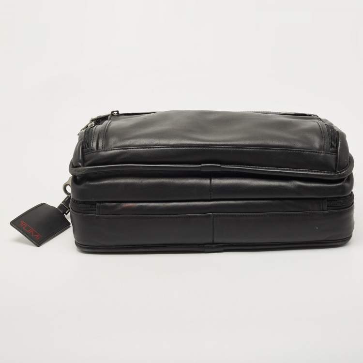 Pre Owned Tumi Black Leather Alpha 3 Laptop Briefcase