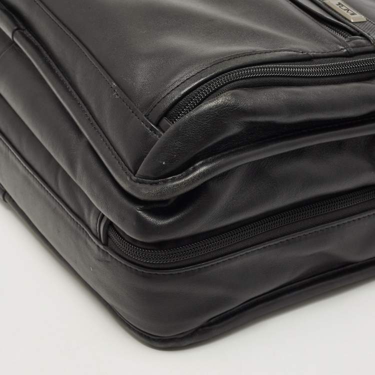 Pre Owned Tumi Black Leather Alpha 3 Laptop Briefcase