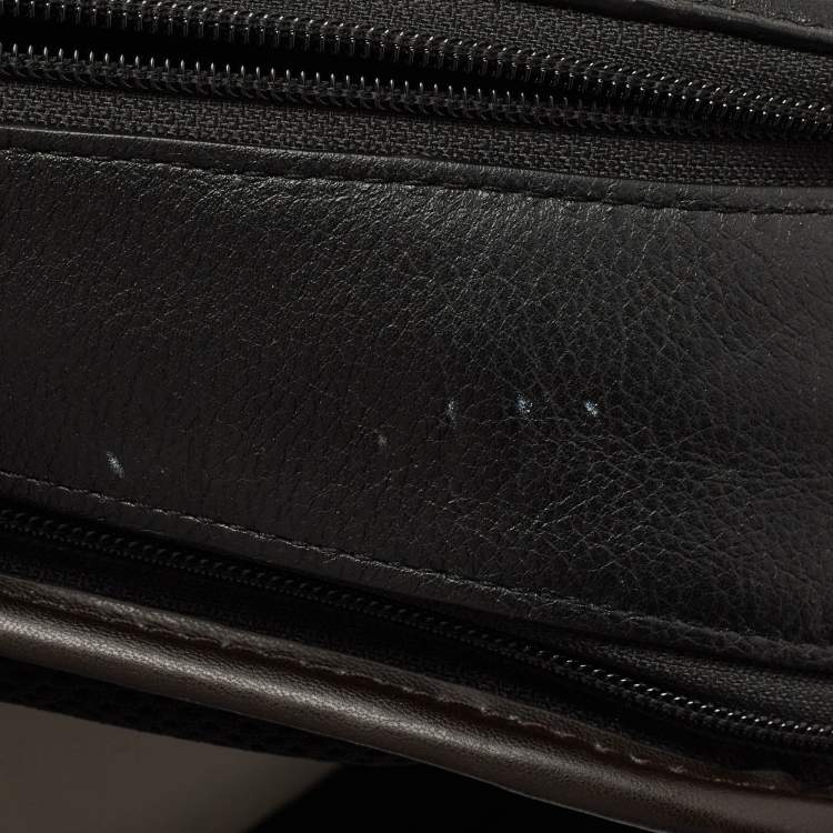 Pre Owned TUMI Dark Brown/Black Leather Navigation Backpack