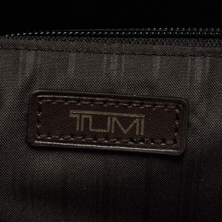 Pre Owned TUMI Dark Brown/Black Leather Navigation Backpack