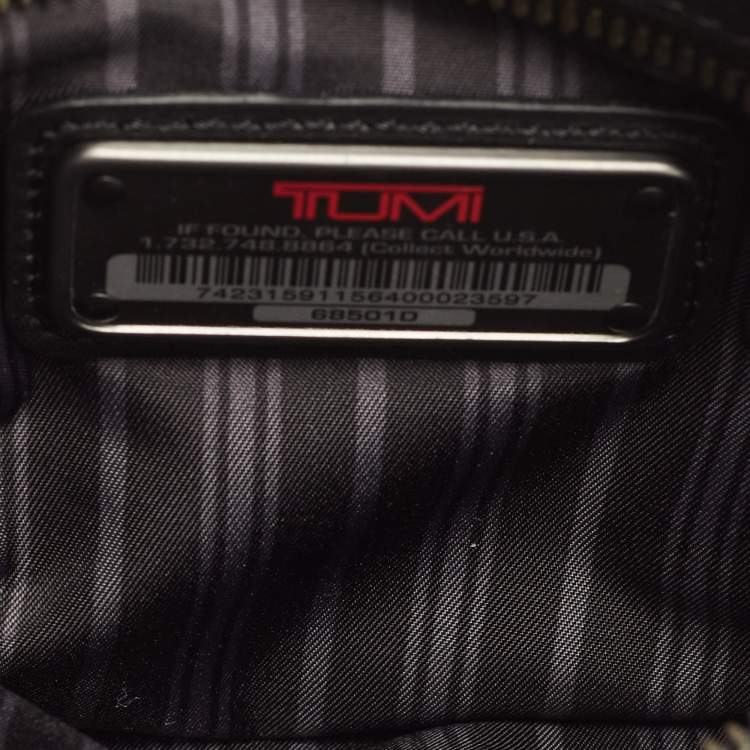Pre Owned TUMI Black Leather Double Zip Wristlet Pouch