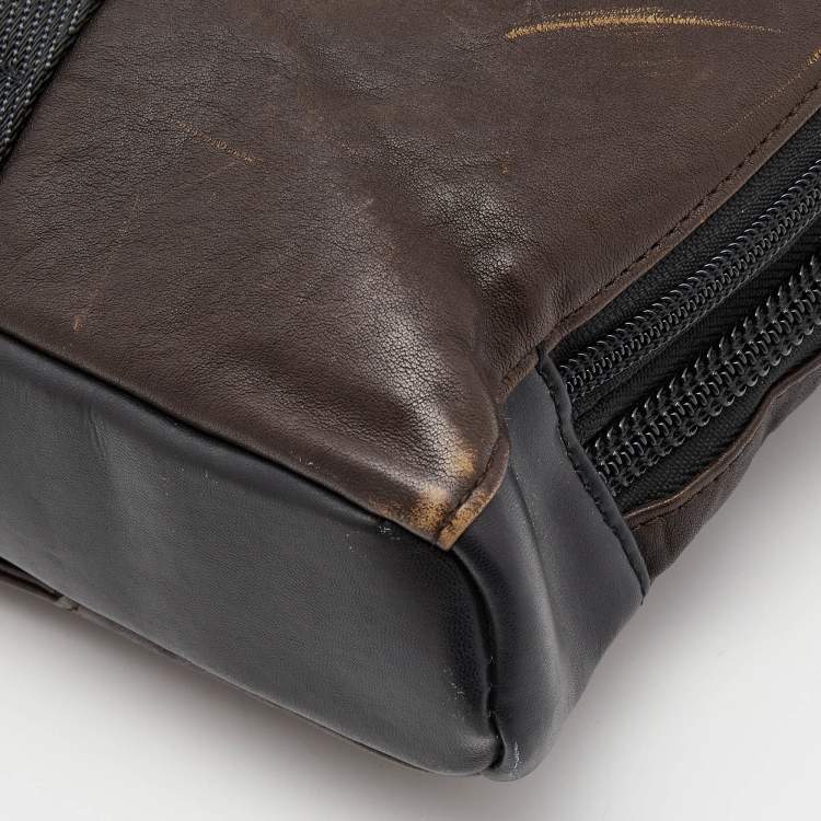 Pre Owned TUMI Dark Brown Leather Alpha Bravo Aviano Slim Briefcase 