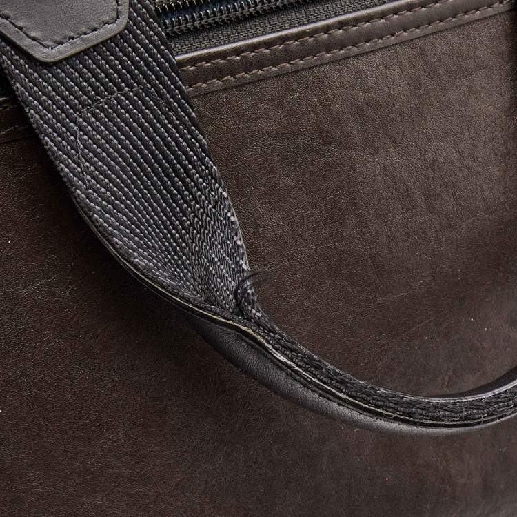 Pre Owned TUMI Dark Brown Leather Alpha Bravo Aviano Slim Briefcase 