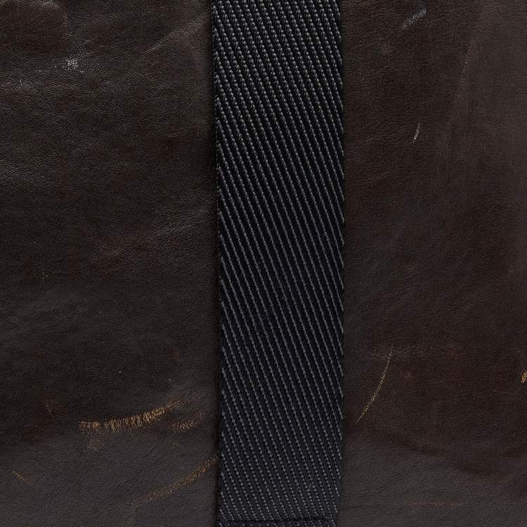 Pre Owned TUMI Dark Brown Leather Alpha Bravo Aviano Slim Briefcase 