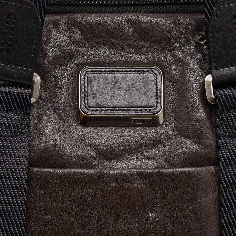 Pre Owned TUMI Dark Brown Leather Alpha Bravo Aviano Slim Briefcase 