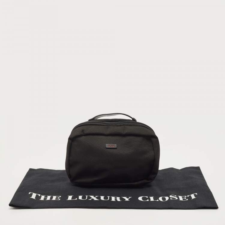 Pre Owned Tumi Black Nylon and Leather Zip Pouch