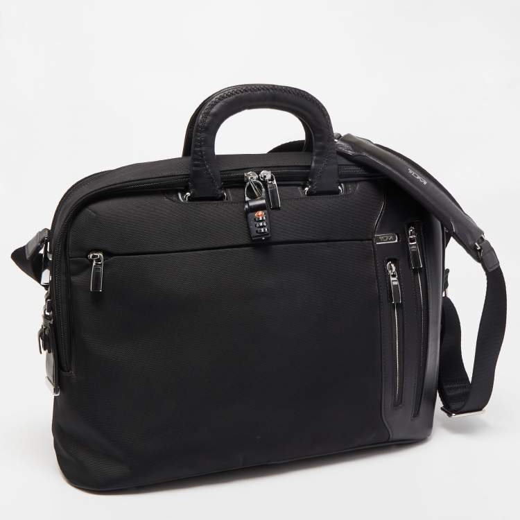 Pre Owned Tumi Black Nylon and Leather T-Pass Kennedy Deluxe Brief Laptop Bag