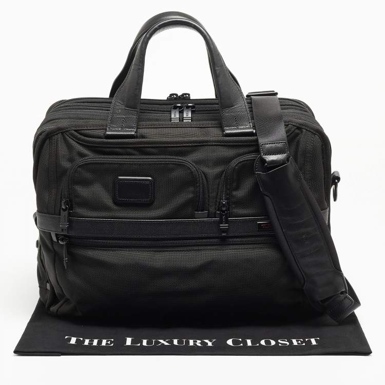 Pre Owned TUMI Black Nylon and Leather Alpha 3 T Pass Expandable Briefcase Bag