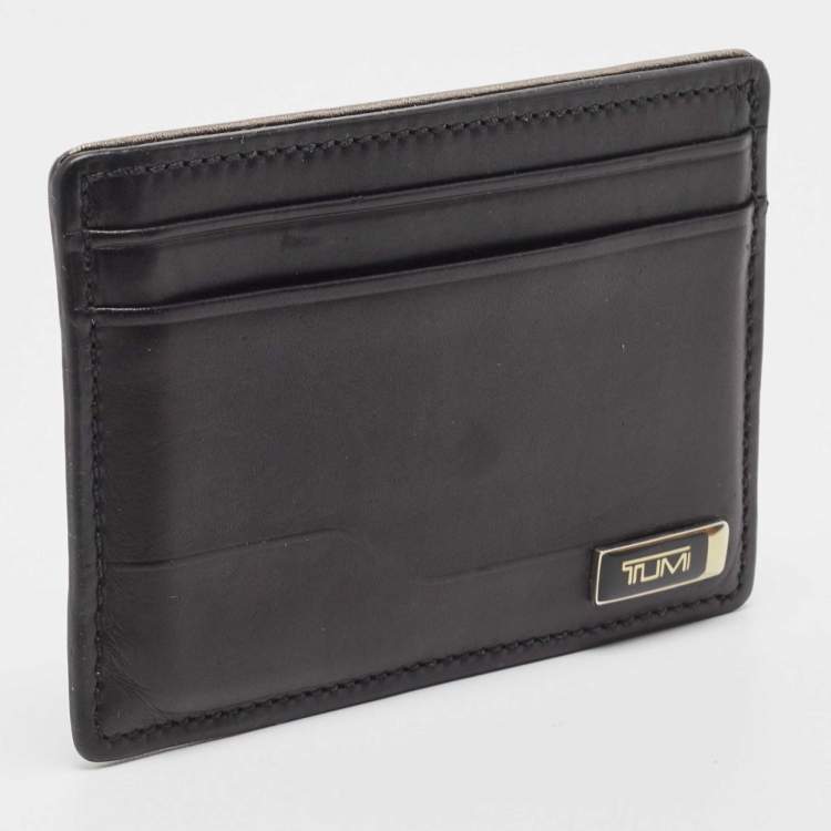 Pre Owned Tumi Black Leather Logo Card Holder