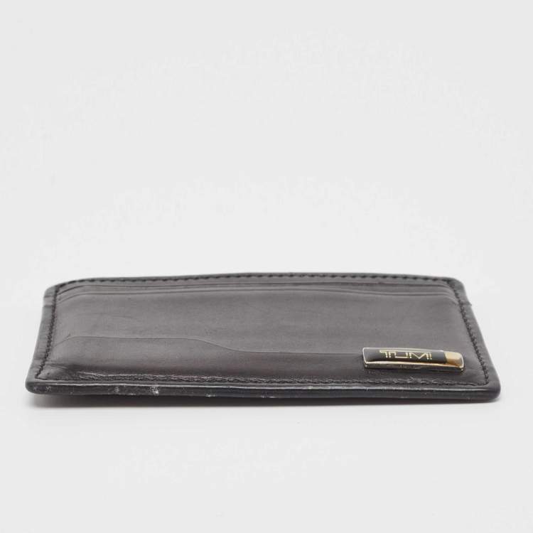 Pre Owned Tumi Black Leather Logo Card Holder