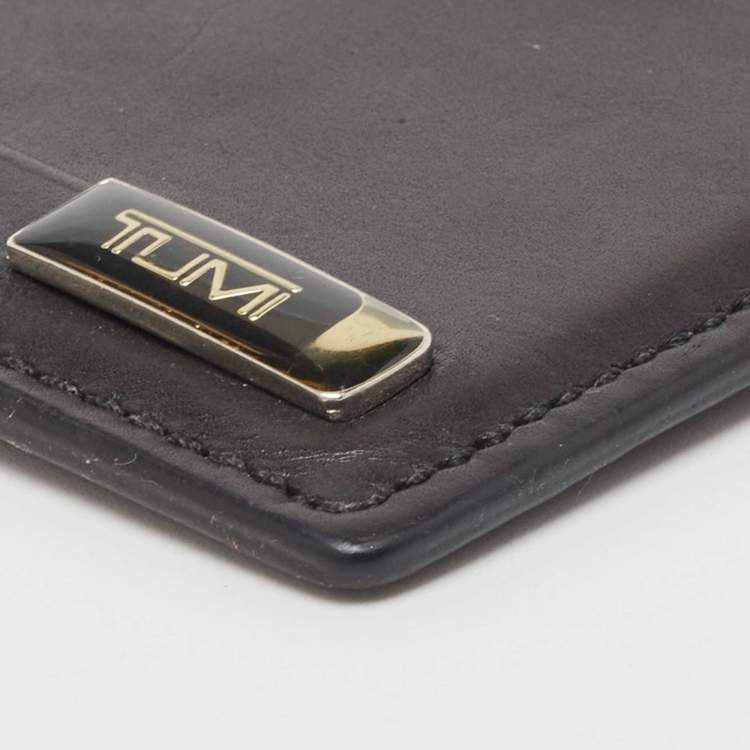 Pre Owned Tumi Black Leather Logo Card Holder