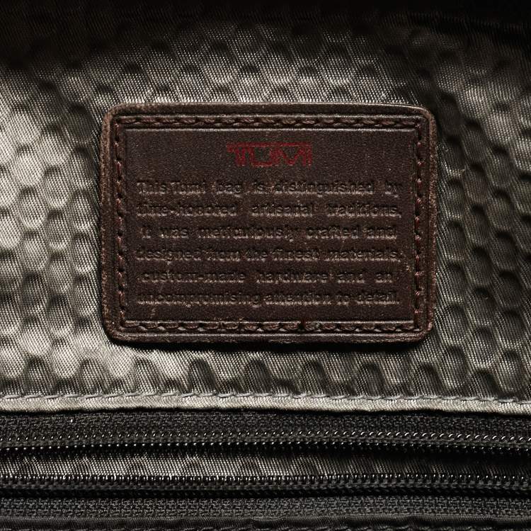 Pre Owned Tumi Grey/Brown Denim and Leather Alpha Bravo Brooks Briefcase Bag