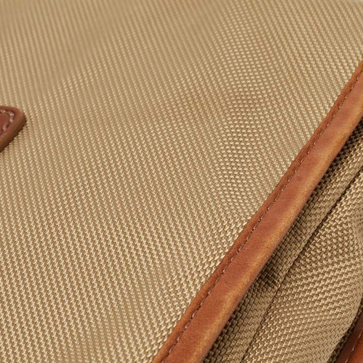 Pre Owned Tumi Beige/Brown Nylon and Leather Flap Messenger Bag