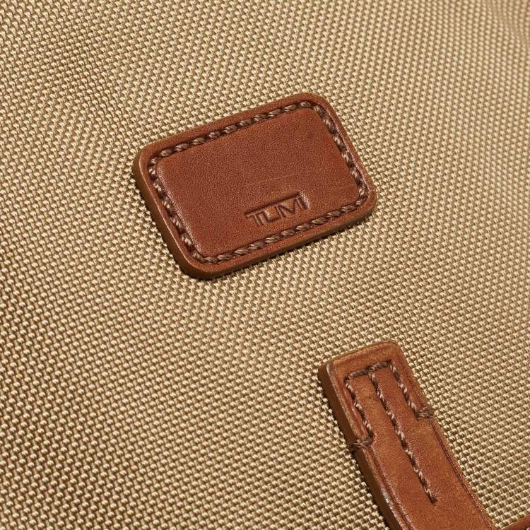 Pre Owned Tumi Beige/Brown Nylon and Leather Flap Messenger Bag
