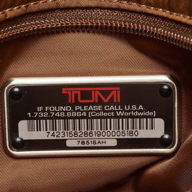Pre Owned Tumi Beige/Brown Nylon and Leather Flap Messenger Bag