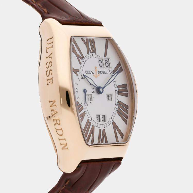 Pre Owned Ulysse Nardin Ludovico Perpetual 336-48 Automatic Rose Gold Silver Dial Men's Wristwatch 38.5mm