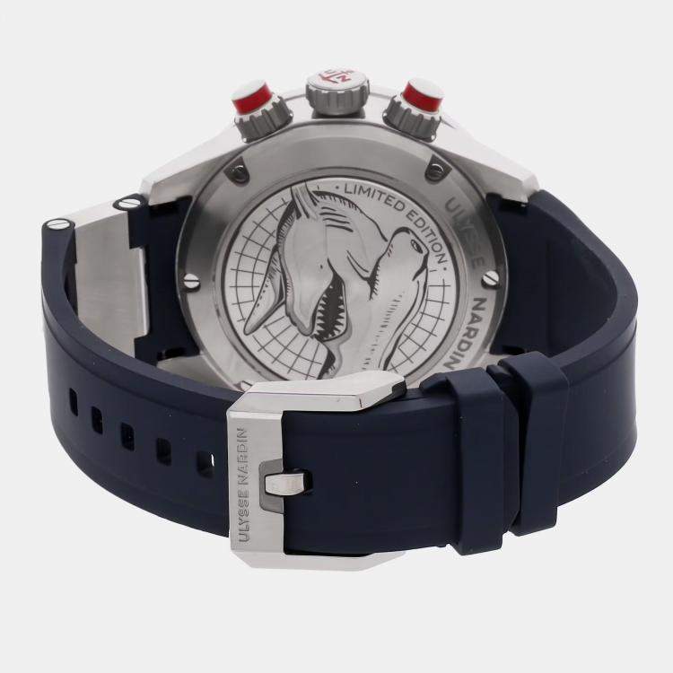 Pre Owned Pre-Owned Ulysse Nardin Diver Chronograph 1503-170/93-HAMMER Blue Automatic Titanium Men's Wristwatch 44 mm