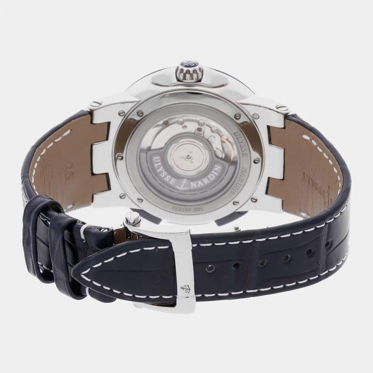 Pre Owned Pre-Owned Ulysse Nardin Executive Dual Time 243-00/43 Blue Automatic Stainless Steel  Men's Wristwatch 43 MM