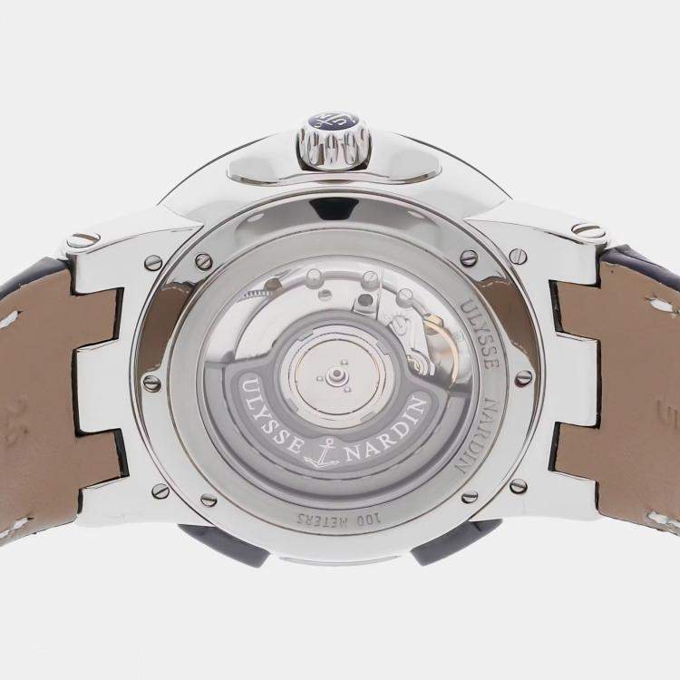 Pre Owned Pre-Owned Ulysse Nardin Executive Dual Time 243-00/43 Blue Automatic Stainless Steel  Men's Wristwatch 43 MM