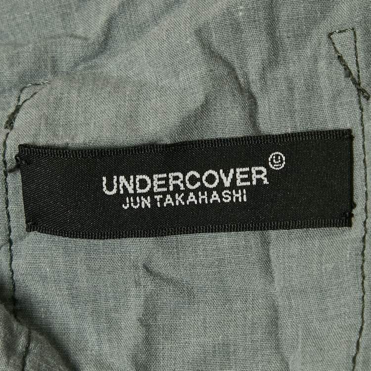 Pre Owned Undercover Green Herringbone Drawstring Trousers L