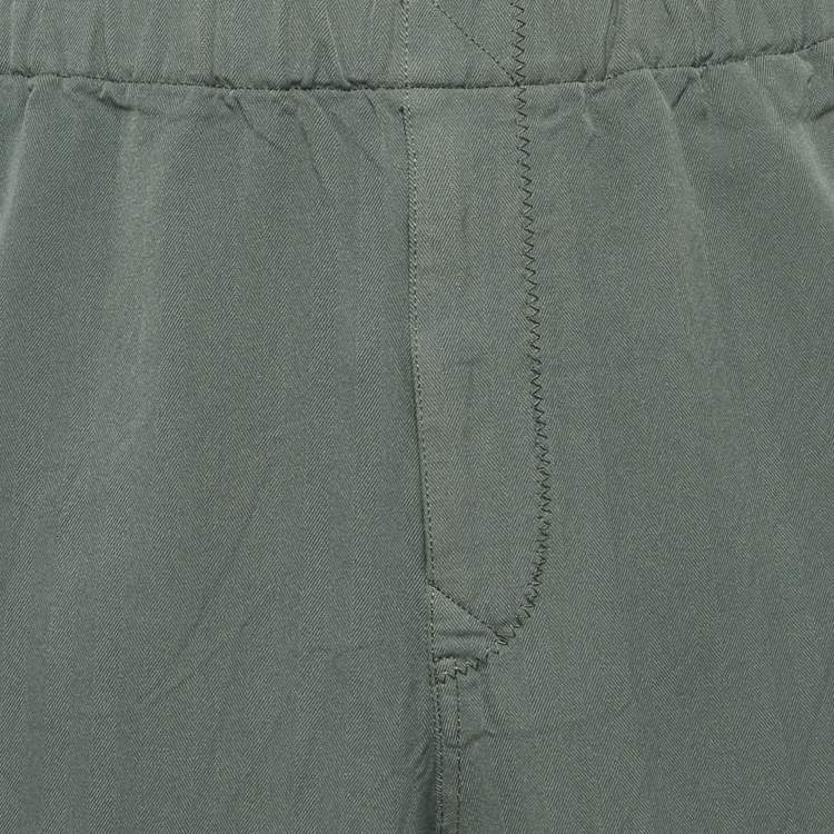 Pre Owned Undercover Green Herringbone Drawstring Trousers L