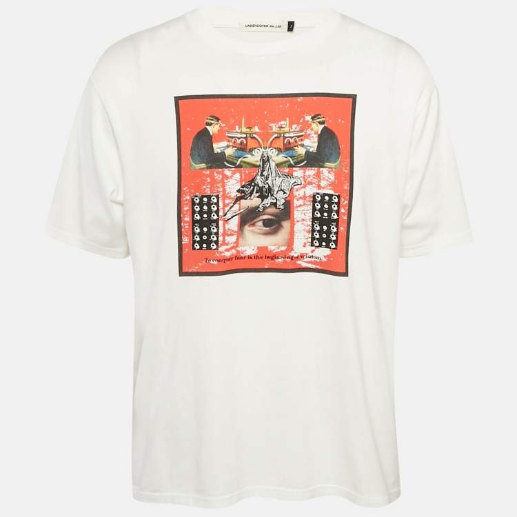 Pre Owned Undercover White Graphic Print Cotton Crew Neck T-Shirt M/L
