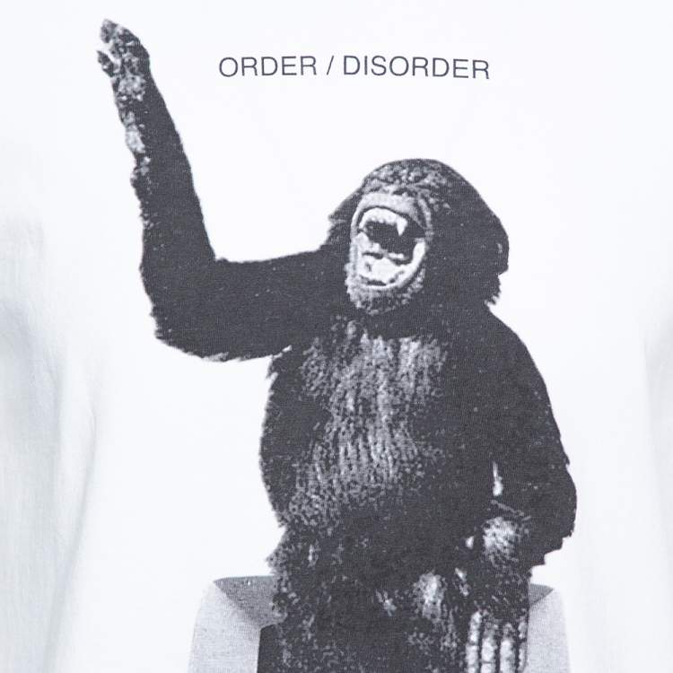 Pre Owned Undercover White Chimp Print Cotton Crew Neck T-Shirt M
