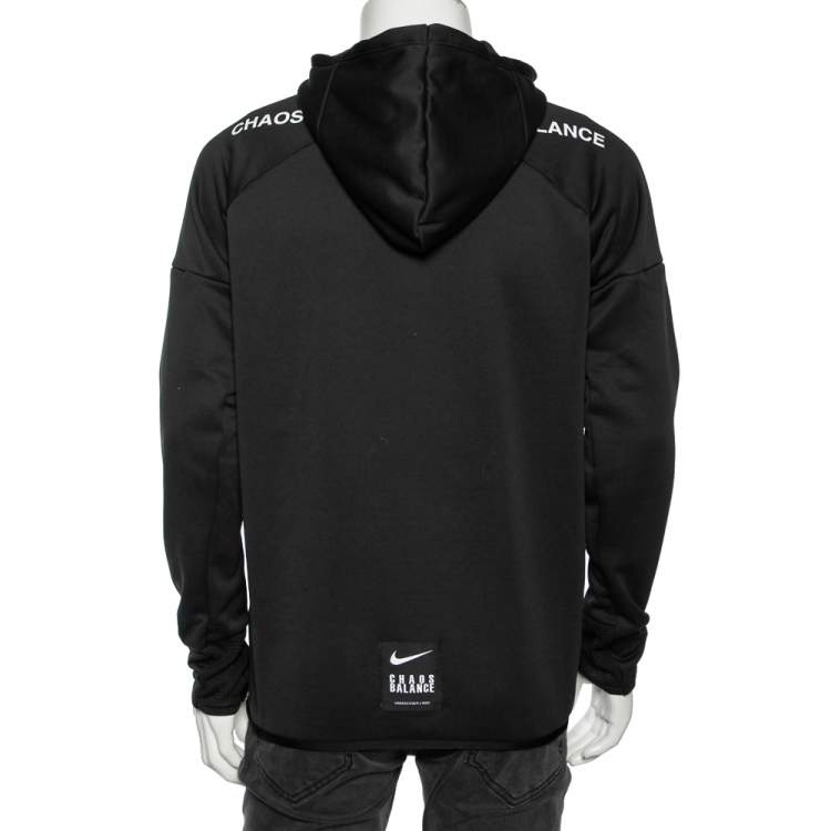 Pre Owned هودي نايك × أندركوفر ألياف صناعية أسود طباعة شعار الماركة مقاس وسط ( ميديوم )