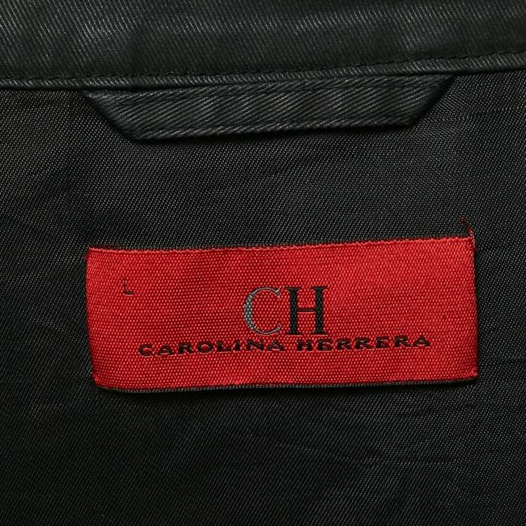 Pre Owned CH Carolina Herrera Black Gabardine Windbreaker Bomber Jacket L