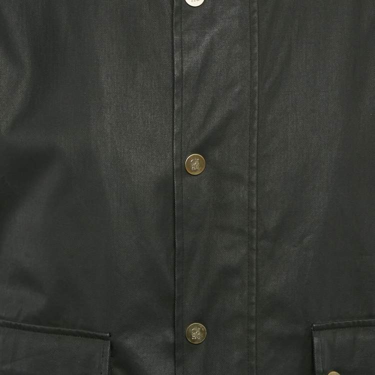 Pre Owned CH Carolina Herrera Black Gabardine Windbreaker Bomber Jacket L