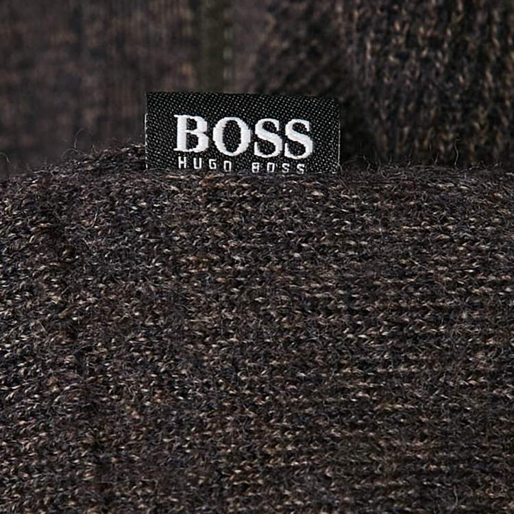 Pre Owned Boss By Hugo Boss Brown Full Sleeve Zip-Up Cardigan M