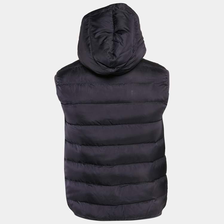 Pre Owned Burberry Brit Navy Blue Nylon Hooded Down Vest M
