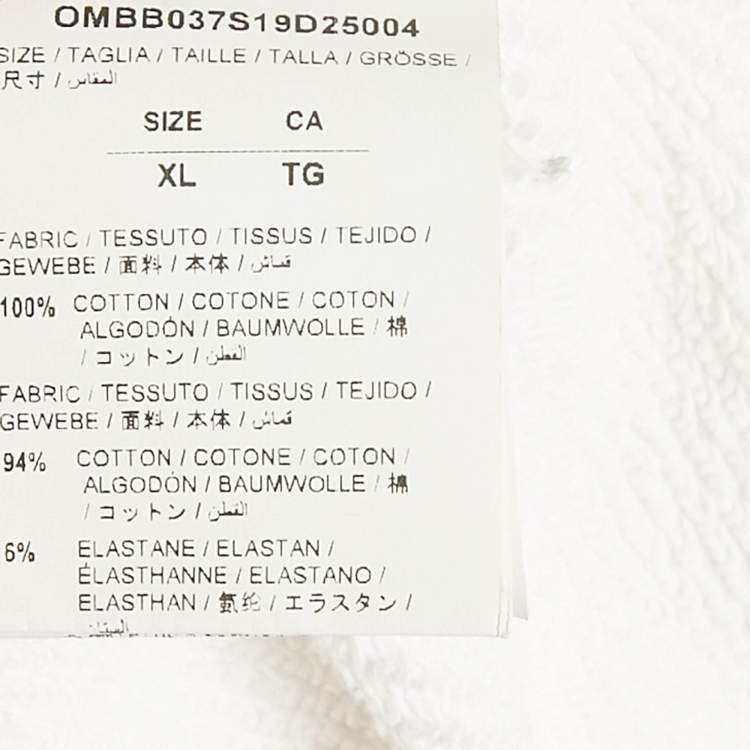Pre Owned Off-White White Simpson Embroidered Cotton Knit Hoodie XL