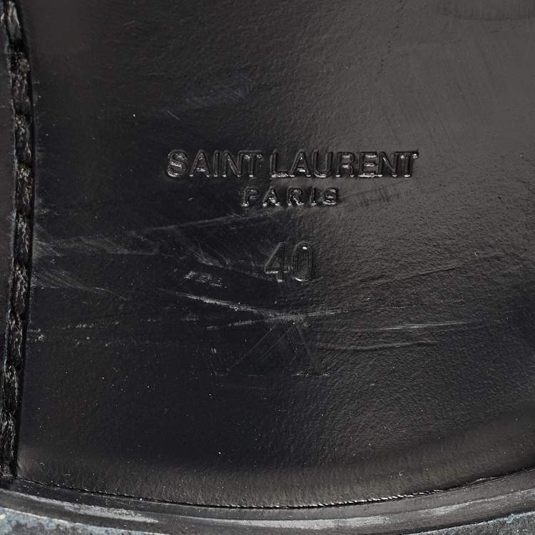 Pre Owned Saint Laurent Black Leather Buckle Detail Ankle Boots Size 40