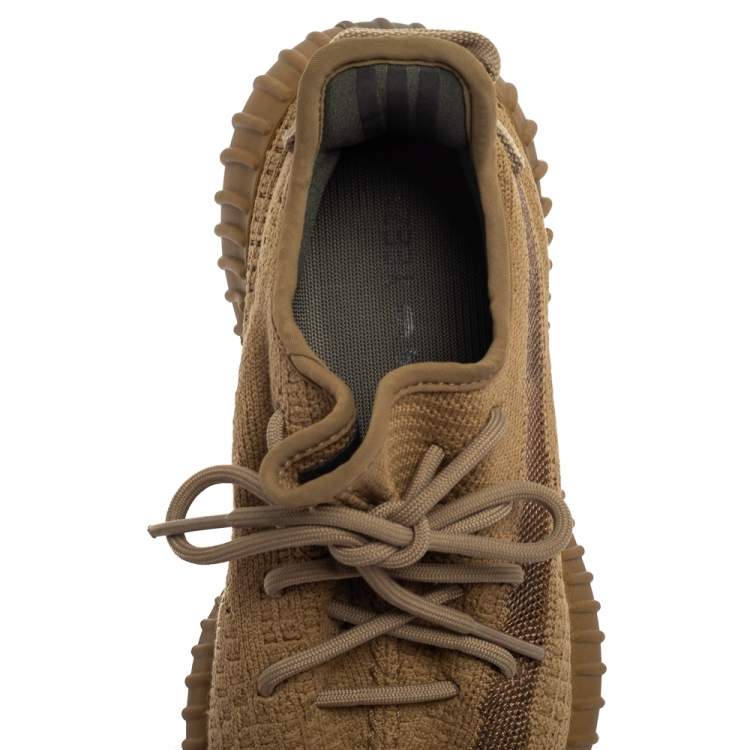 Pre Owned Adidas Yeezy Beige Knit Fabric Boost 350 V2 Earth Sneakers Size 38 2/3