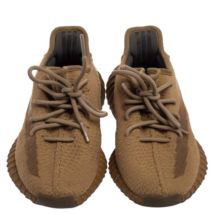 Pre Owned Adidas Yeezy Beige Knit Fabric Boost 350 V2 Earth Sneakers Size 38 2/3
