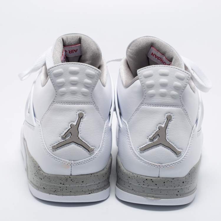 Pre Owned Air Jordan 4 Retro 'White Oreo' Leather Lace Up Sneakers Size 49.5