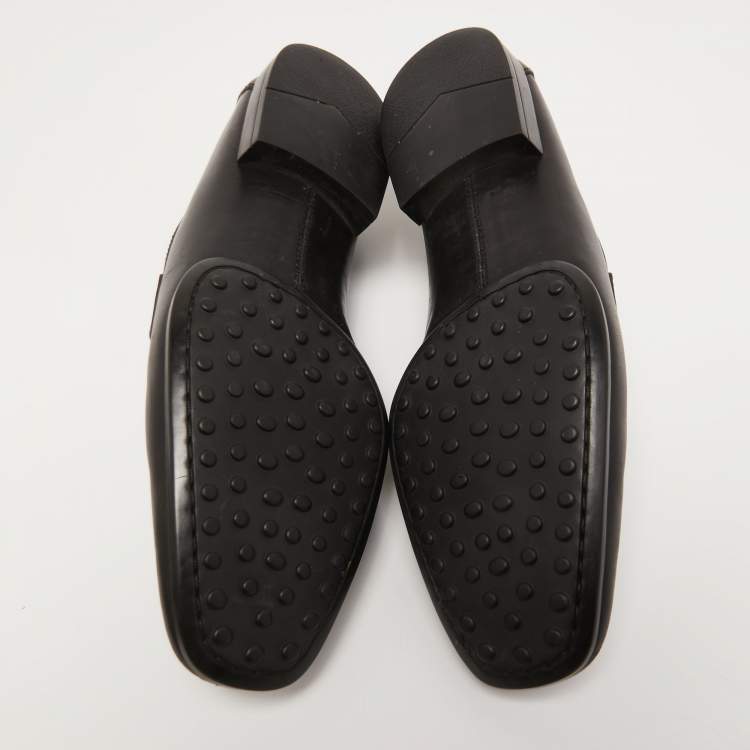 Pre Owned Tod's Black Leather Penny Slip On Loafers Size 41.5
